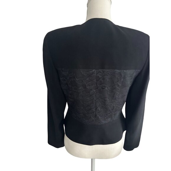 ZELDA Vintage Black Lace Paneled Long Sleeve Jacket Blazer Size 6 - Picture 2 of 7